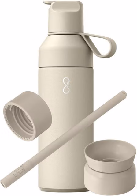 Ocean Bottle 3 in 1 Stainless Steel Water Bottle Set with Straw, 500 ml, White