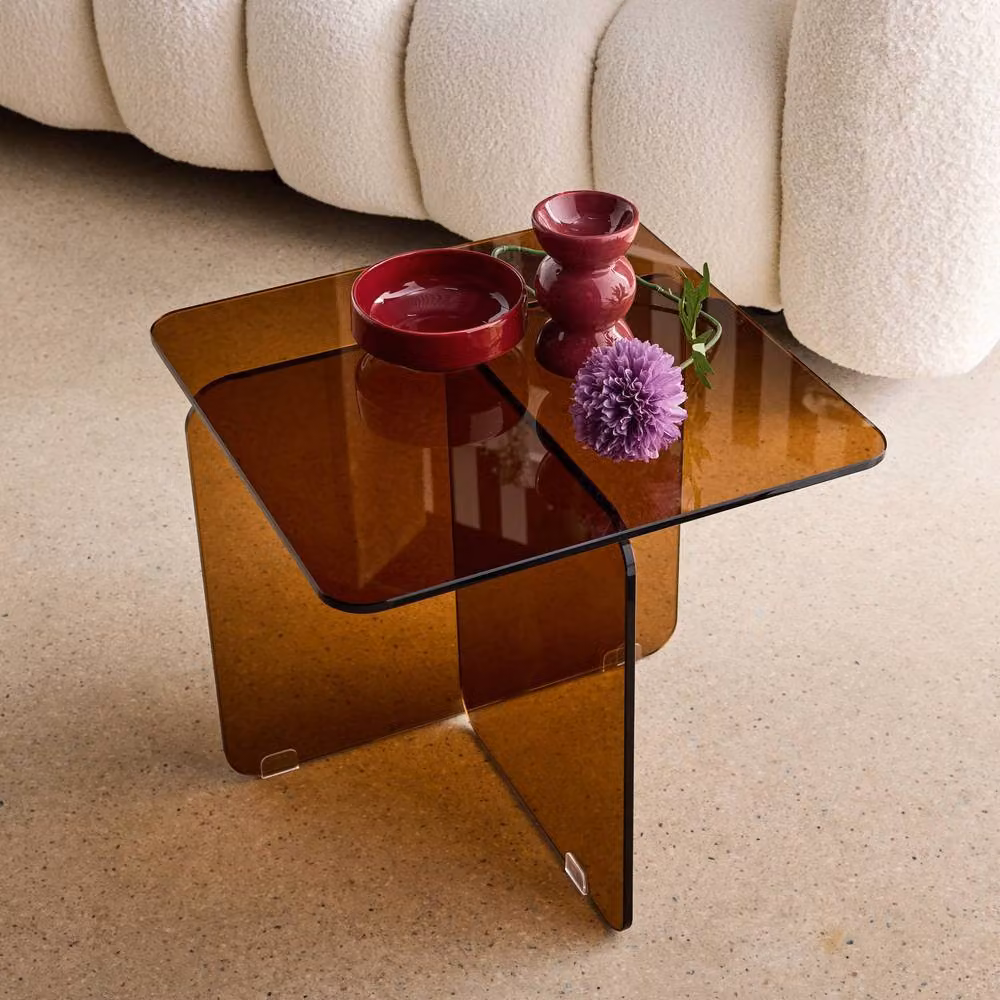 sweeek Square Tempered Glass Coffee Table in Amber – 3