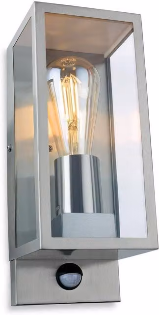 Netlighting Dallas Black Stainless Steel Outdoor Wall Light with PIR Motion Sensor, IP44, E27