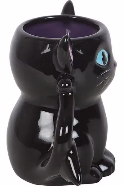 KDMD Cute and Creepy Bat Cat Ceramic Mug, Black, 500 ml – 3
