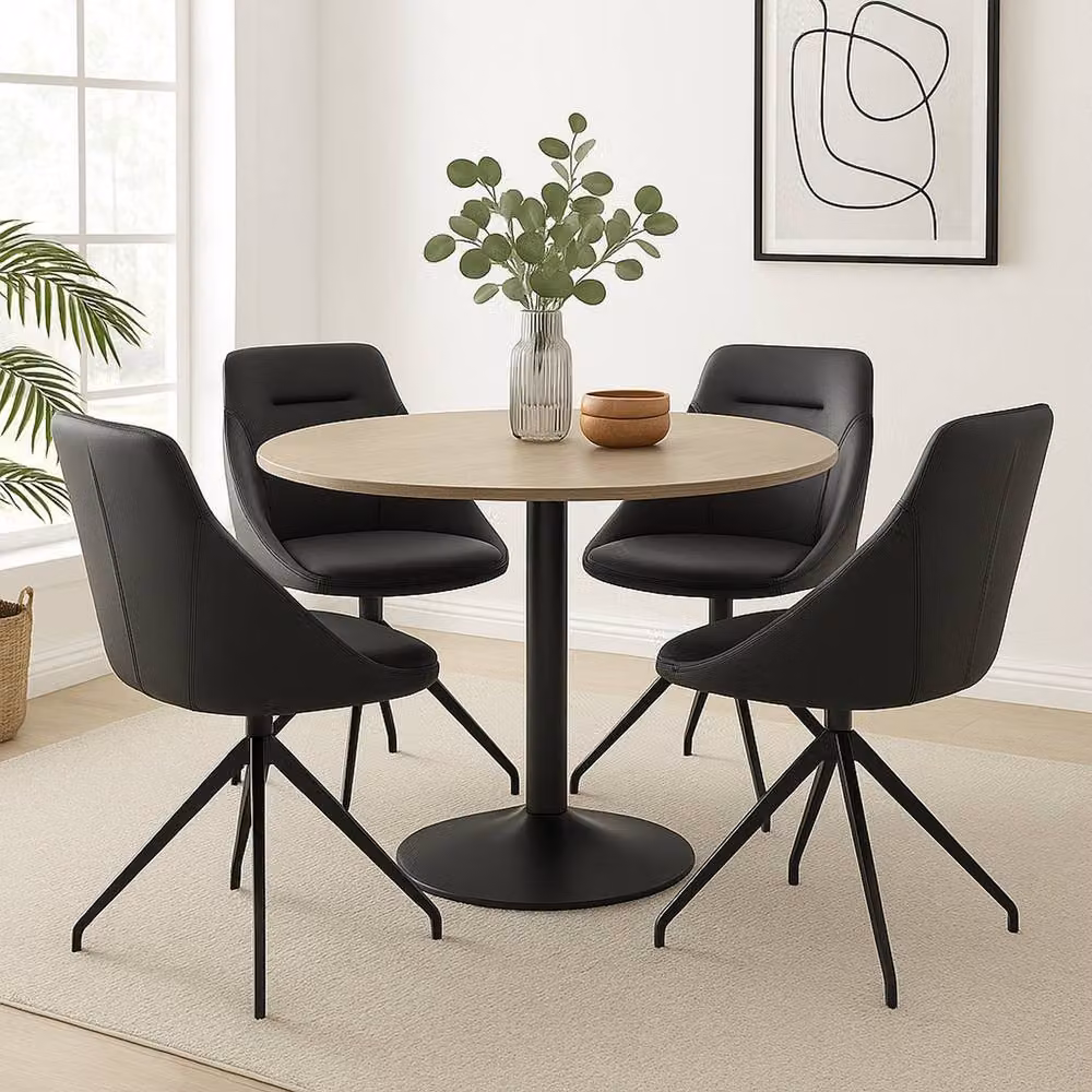 Bravich LTD Lisbon Faux Leather Swivel Dining and Office Chairs, Set of 2, Black – 2