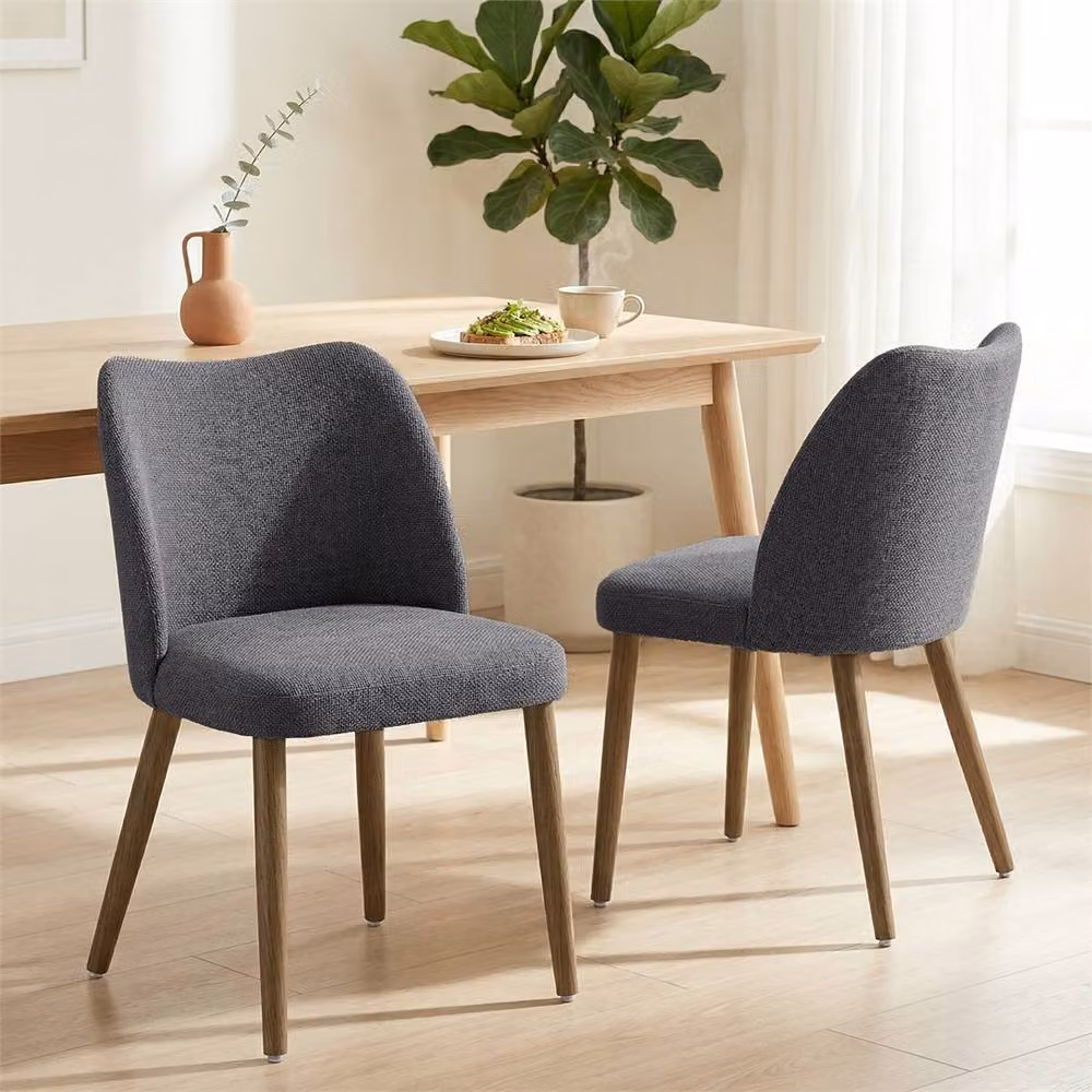 Nordara Set of 2 Grey Upholstered Dining Chairs with Rubberwood Legs, W/D/H: 50 x 50 x 76 cm – 3