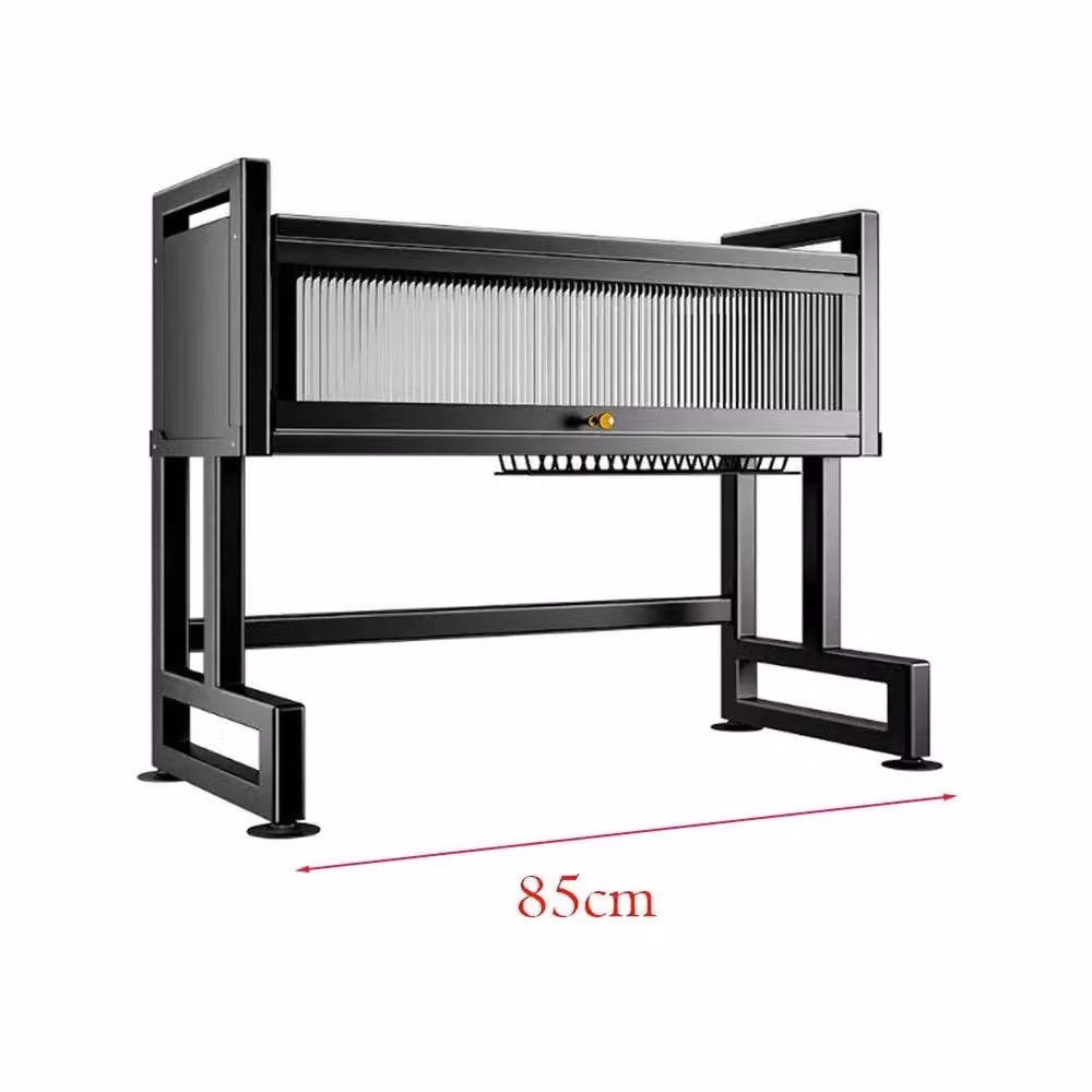 KORVIXA Extra Wide 3 Tier Over Sink Dish Drying Rack in Black, W/D/H: 100 x 100 x 80 cm – 2