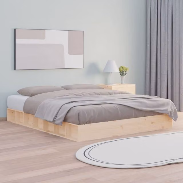 Berkfield Home Rustic Solid Pine Bed Frame, Brown, W: 140 cm, D: 200 cm