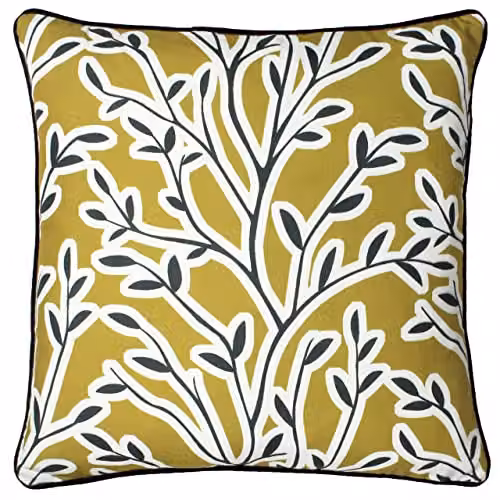Riva Home Floral Square Polyester Cushion in Honey Yellow, W/D/H: 50 x 50 x 50 cm – 1