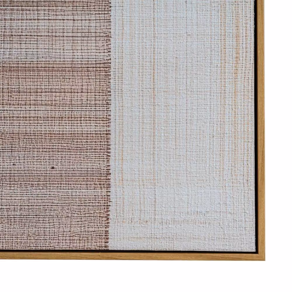 Wyld Haus Fira Hand Painted Geometric Abstract Canvas in Slim Frame, Sand, Brown and Multicolour – 3