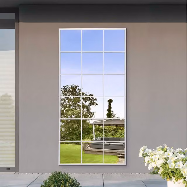 Genestra Modern Rectangular Wall Garden Mirror in White, 85 cm