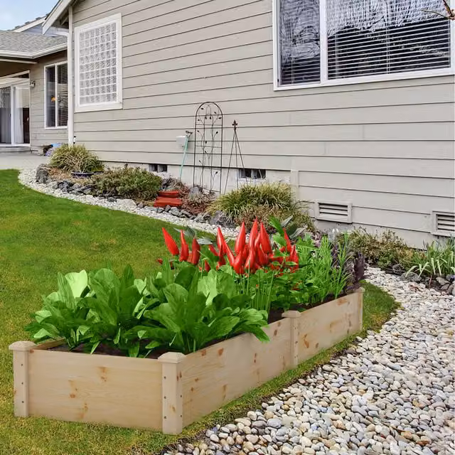 COSTWAY Wooden Raised Garden Bed Planter Box in Brown