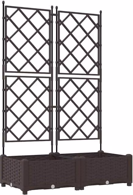 Berkfield Home Garden Planter with Trellis, 2 Piece Set, Brown, W: 80 cm, D: 40 cm, H: 125.5 cm