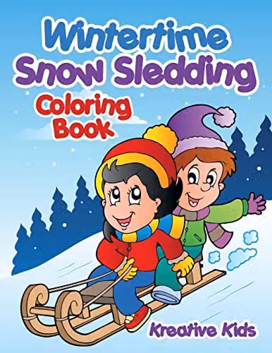 Kreative Kids Wintertime Snow Sledding Colouring Book for Children, Multicolour, W: 21.59 cm, H: 27.94 cm