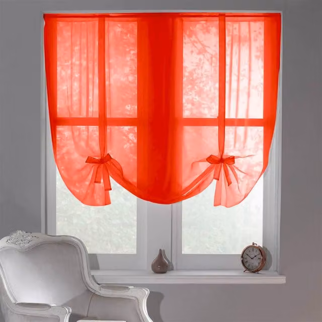 Luxury Living Sheer Voile Tie Up Curtain Blinds in Red, W: 228 cm, H: 137 cm – 2