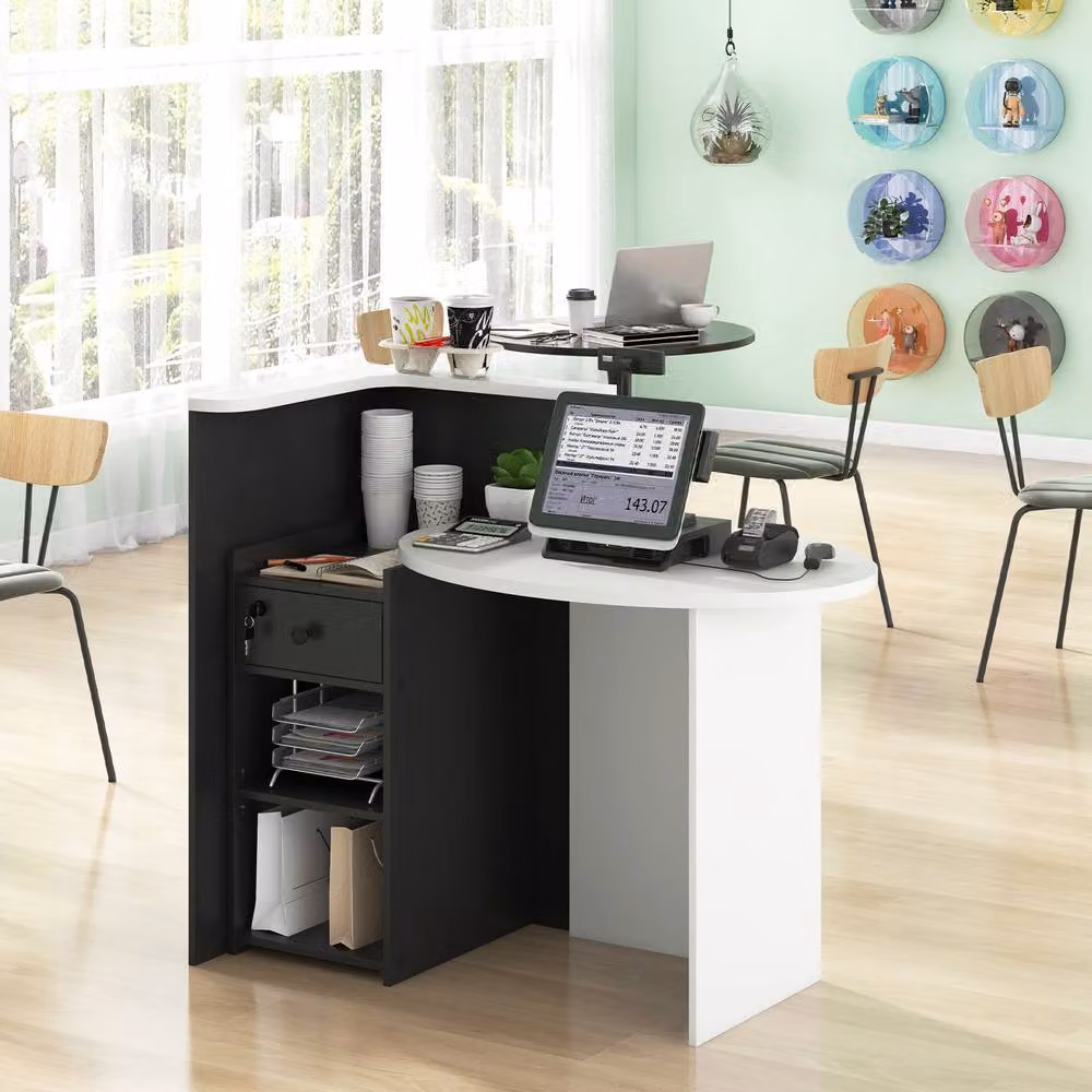 Costway Multicolour Modern Corner Writing Desk and Reception Computer Table – 7
