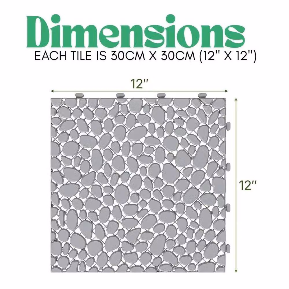SPETLEK Pack of 48 Grey Cobblestone Effect Floor Tiles, W: 1000 cm, H: 52 cm – 3