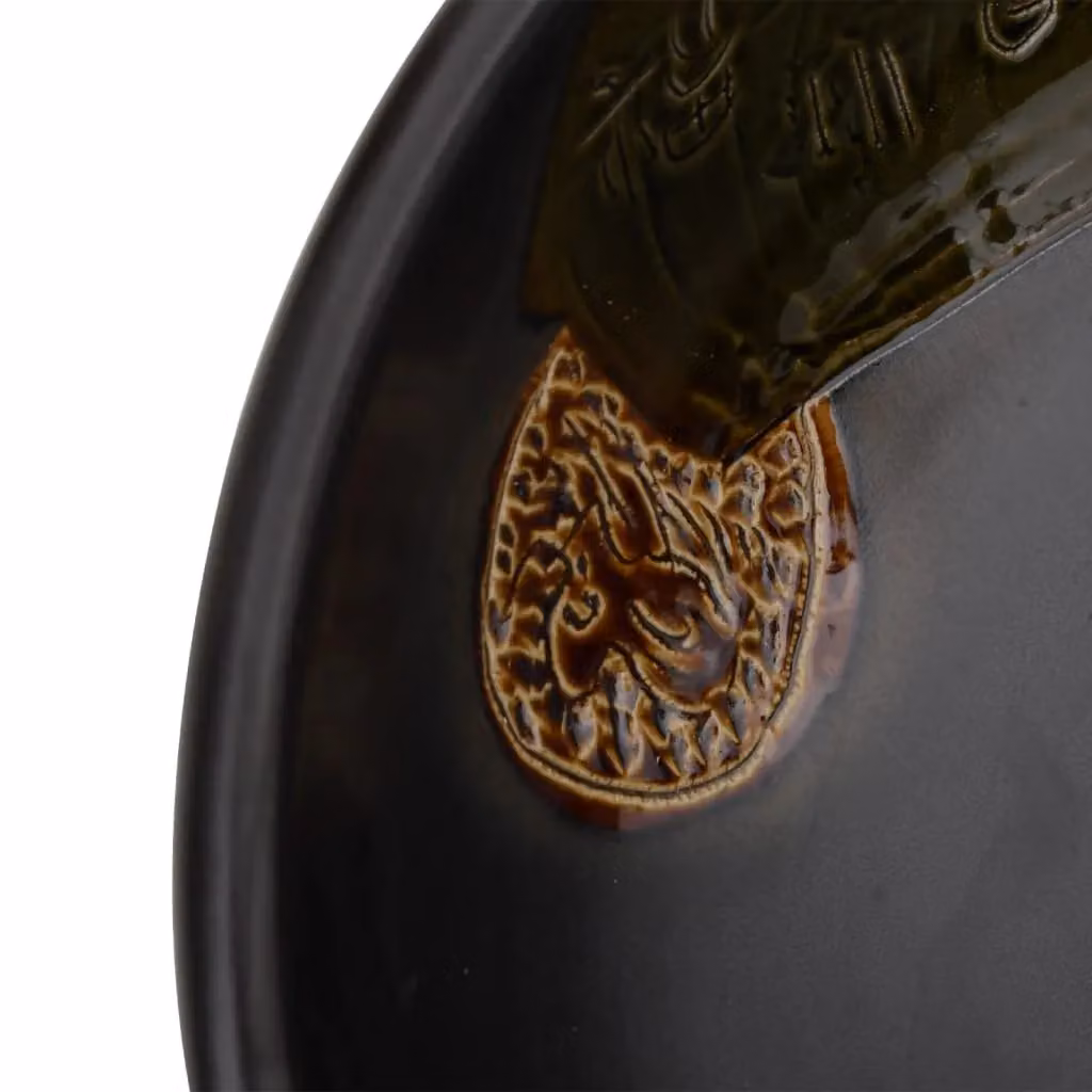 Berkfield Home Round Ceramic Countertop Basin in Black, Diameter: 41 cm, Height: 14 cm – 4