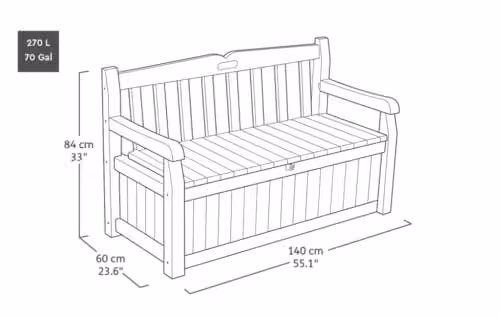 Keter Eden 265L Garden Storage Bench in Dark Grey – 3
