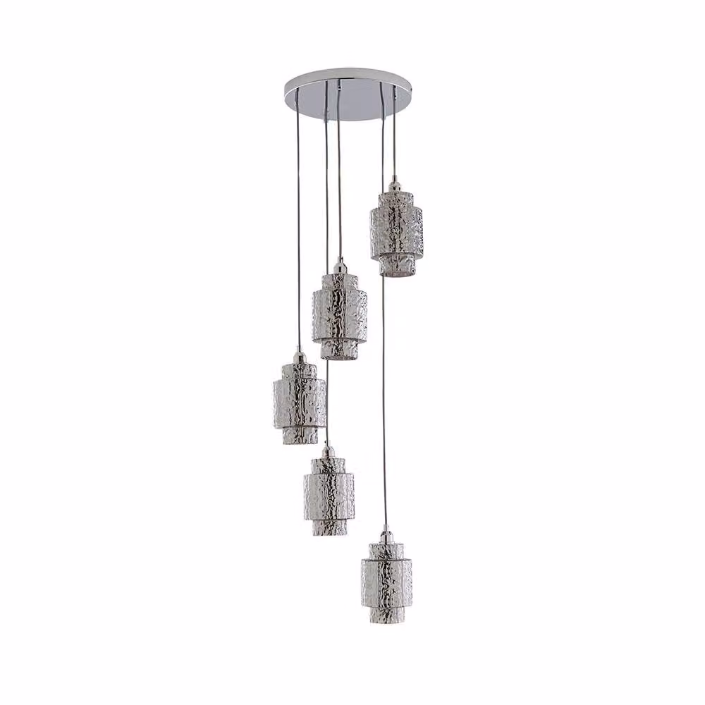Pagazzi Lighting Evelle 5-Light Chrome and Glass Cascading Pendant in Silver – 2