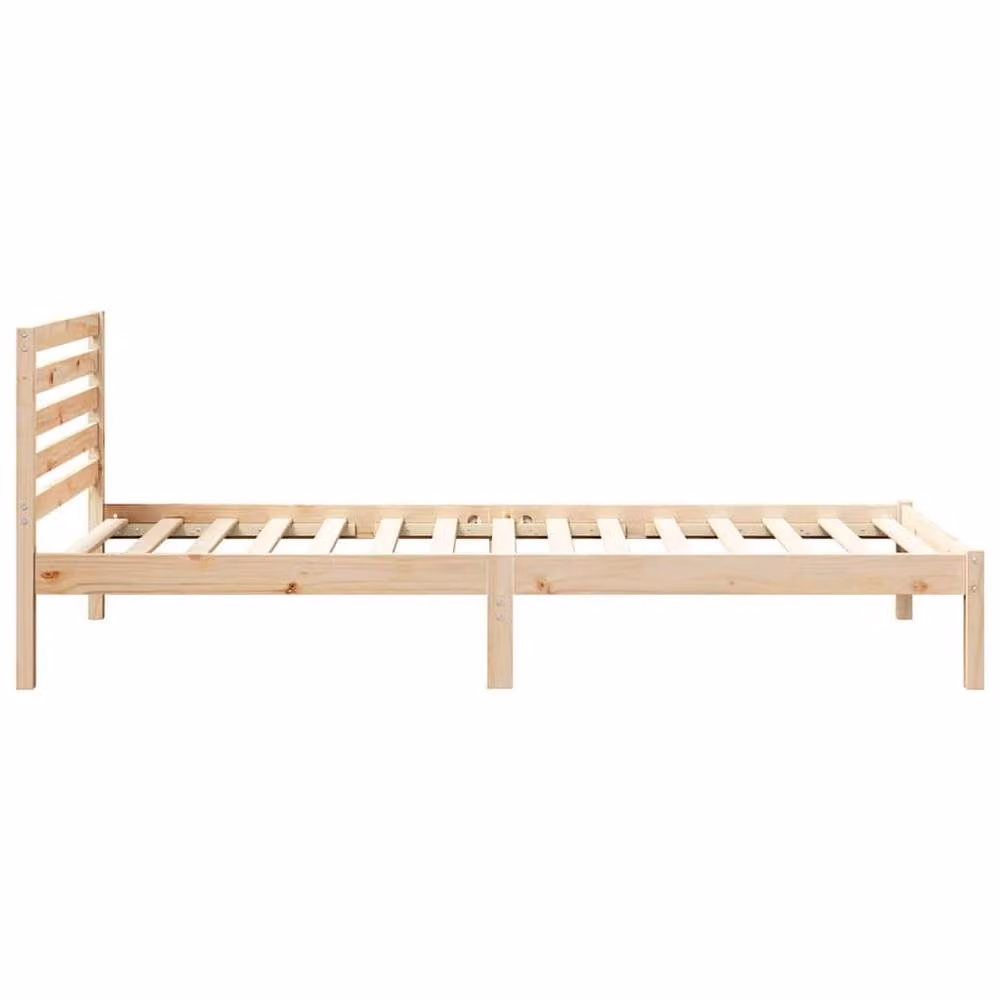 Berkfield Home Elegant Bed with Headboard in Natural Brown Solid Pine Wood W/D/H: 200 x 100 x 220 cm – 2