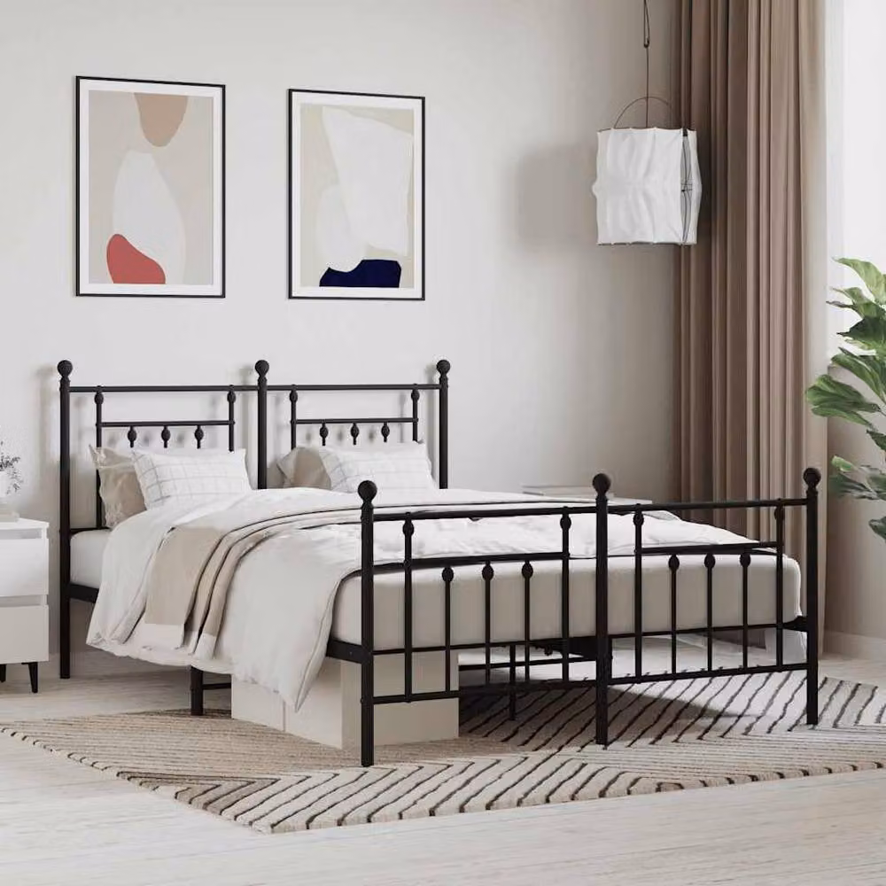 Berkfield Home Metal Bed Frame with Headboard and Footboard, Black, W/D/H: 140 x 190 cm – 2
