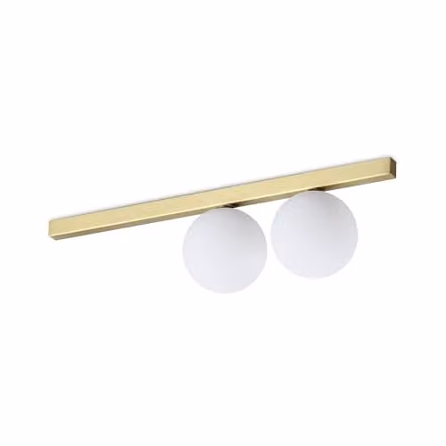 Ideal Lux Binomio 2 Light Modern Sphere Ceiling Light in Brass and White Glass