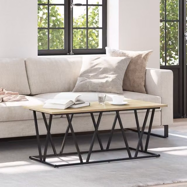 Berkfield Home Sonoma Oak Coffee Table in Brown and Black, W/D/H: 100 x 50 x 40 cm – 1