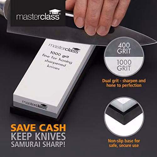 MasterClass Combination Whetstone, Brown, W: 18 cm, D: 6.5 cm, H: 3.1 cm – 4