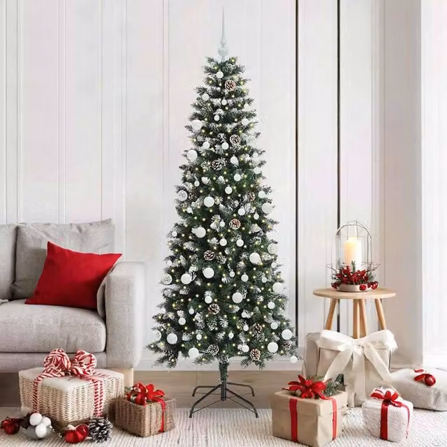 Berkfield Home Artificial Christmas Tree with 300 LEDs, Green, W/D/H: 76 x 76 x 180 cm