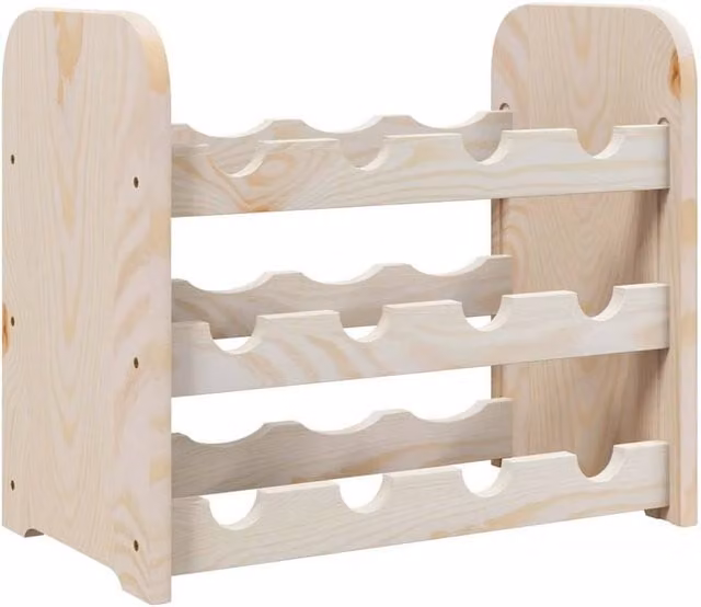 Berkfield Home Rustic Solid Pine Wine Rack in Light Sand, W/D/H: 43 x 25 x 37 cm