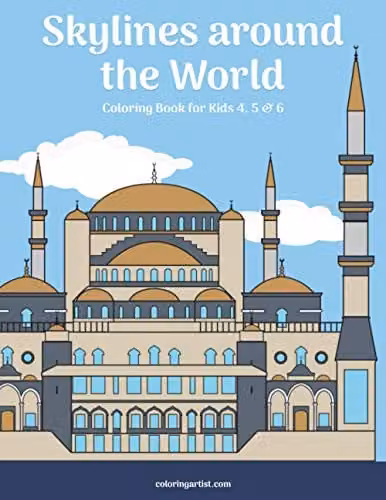 Skylines Around the World Colouring Book for Kids Ages 4, 5 and 6, Multicolour