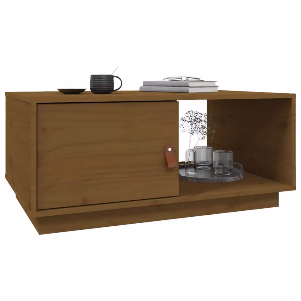 Berkfield Home Rustic Solid Wood Pine Coffee Table, Brown, W/D/H: 80 x 50 x 35.5 cm – 3