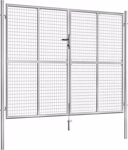Berkfield Home Silver Galvanised Steel Swing Garden Gate W: 306 cm, H: 250 cm