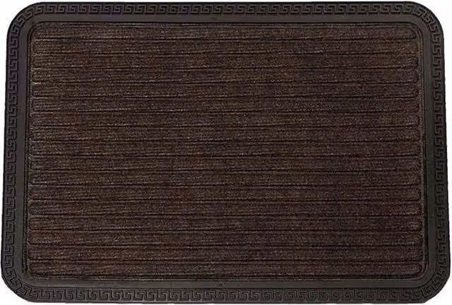 Roseley Brown Striped Rectangular Door Mat, Washable and Weatherproof with Rubber Backing
