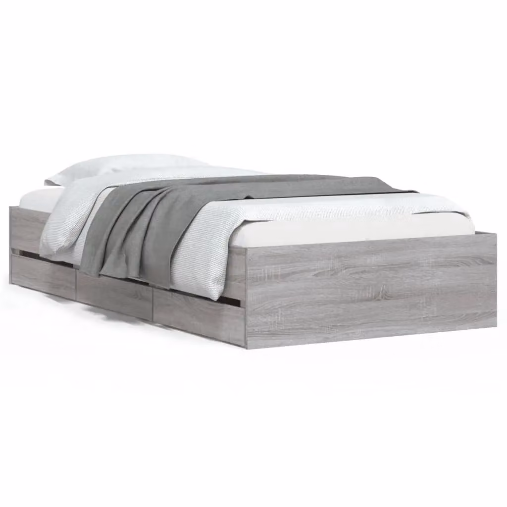Berkfield Home Bed Frame with Drawers in Grey Sonoma, W/D/H: 90 x 200 cm – 2