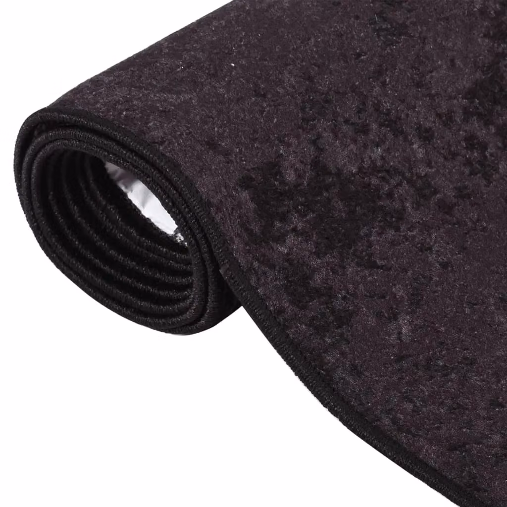 Berkfield Home Washable Anti Slip Round Rug in Anthracite and Black, W: 80 cm, D: 150 cm – 2