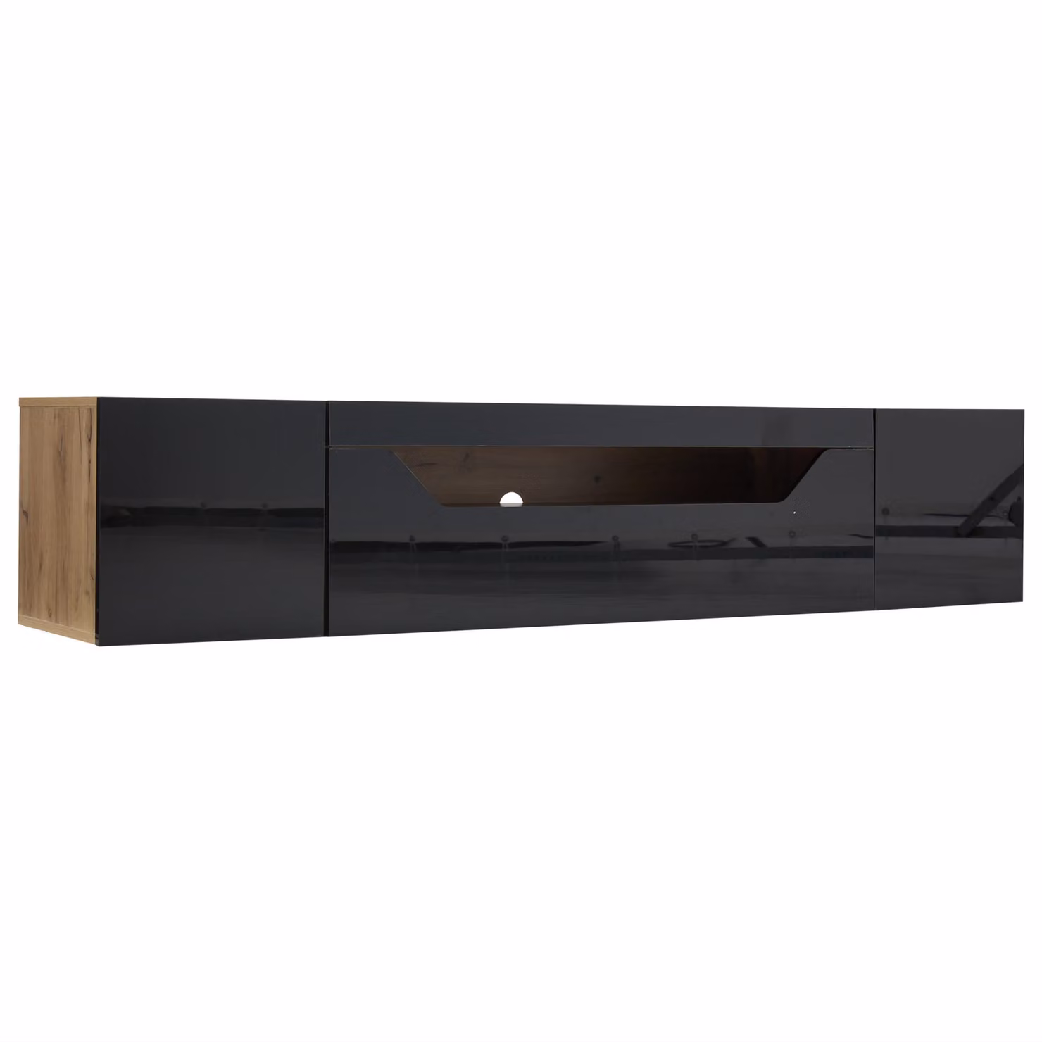 Aosom UK Black Floating TV Stand with App-Controlled LED Strip and Pull-Down Door, W: 180 cm, D: 37 cm, H: 36 cm – 2