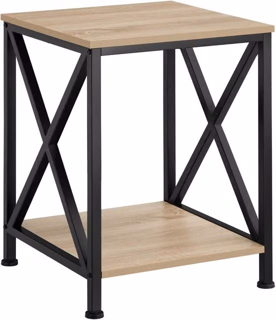 tectake Carlton Bedside Table in Light Oak and Black