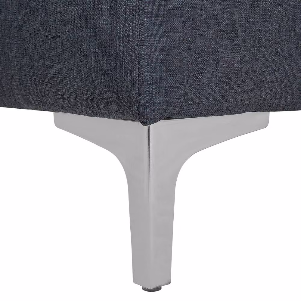 Wyld and Coco Square Tufted Ottoman in Grey with Silver Metal Legs, W/D/H: 80 x 36 x 36 cm – 5