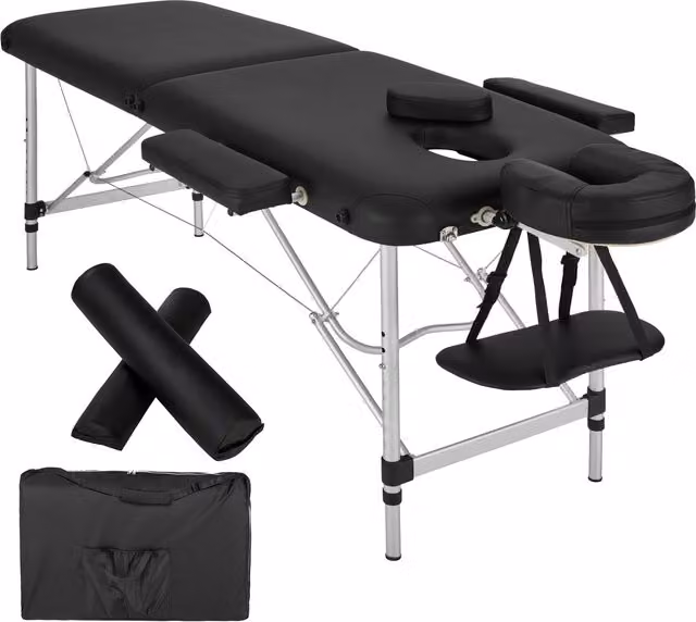 tectake 2-Zone Massage Table Set in Black