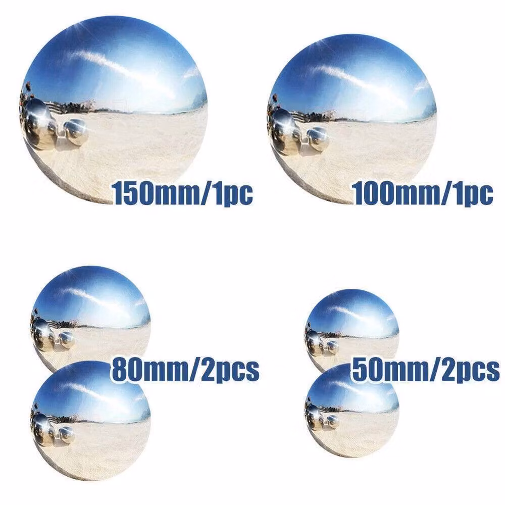NESTLUNE 6-Piece Silver Stainless Steel Mirror Gazing Ball Garden Spheres, Diameter: 15 cm, Height: 100 cm – 4