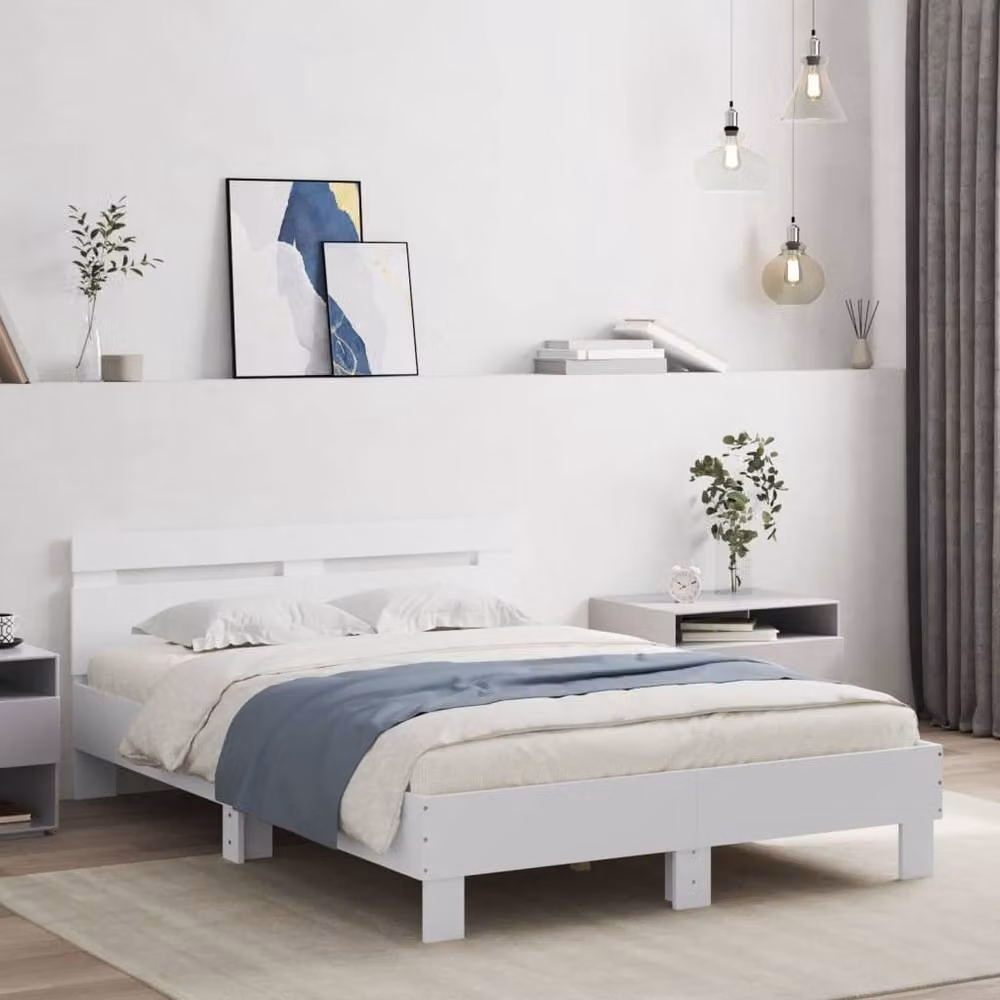 Berkfield Home Durable Small Double Bed Frame in White, W/D/H: 120 x 190 x 70 cm – 2