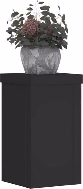 Berkfield Home Set of 2 Black Engineered Wood Plant Stands, W/D/H: 10 x 10 x 18 cm