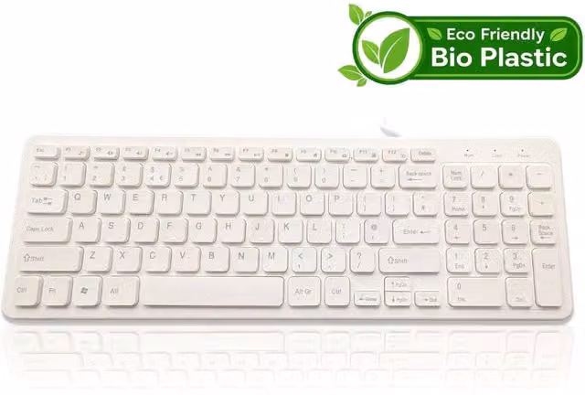 Accuratus Bioplastic 960 USB Wired Full Size Keyboard in Woad Blue and Chalk White