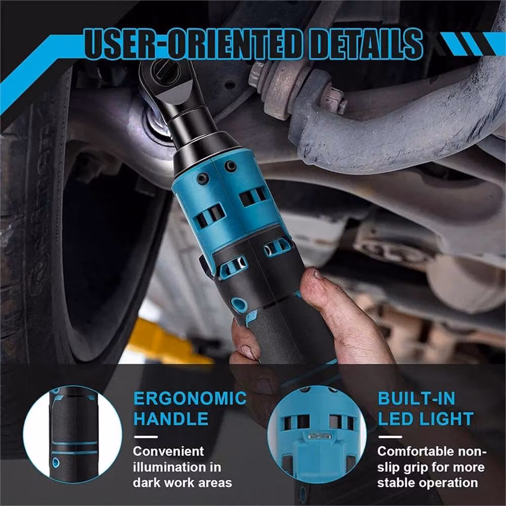 VOGREX Cordless 3/8 inch Electric Ratchet Wrench for 18V Battery, Blue – 4