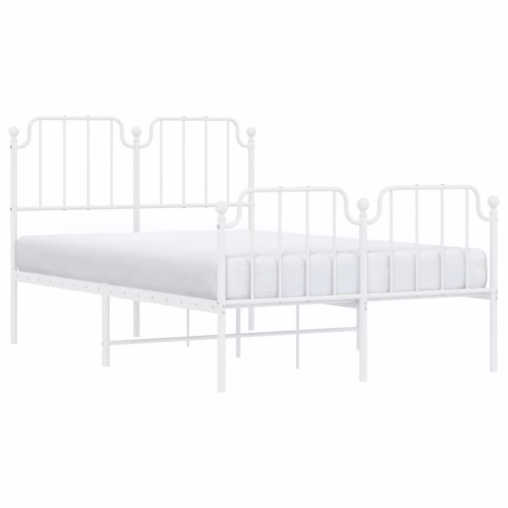 Berkfield Home Metal Bed Frame with Headboard and Footboard in White, W/D/H: 120 x 200 cm – 2