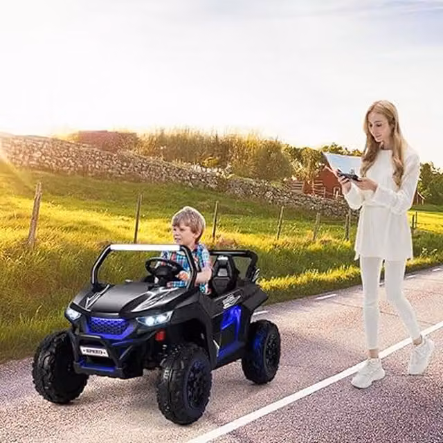 Costway Kids Electric Ride On UTV with Light and Sound, Black