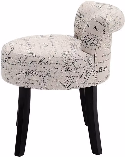 FORGEVIO Padded Beige Fabric Vanity Chair and Makeup Dressing Table Stool