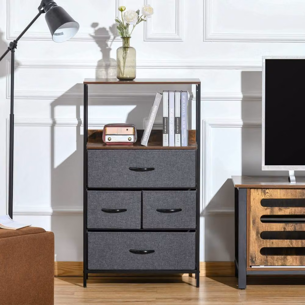 Wyld Haus Lolula Black 4 Drawer Storage Chest with Open Shelf – 3