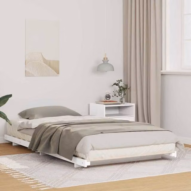 Berkfield Home White Solid Pine Wood Bed Frame W: 90 cm, L: 210 cm – 1