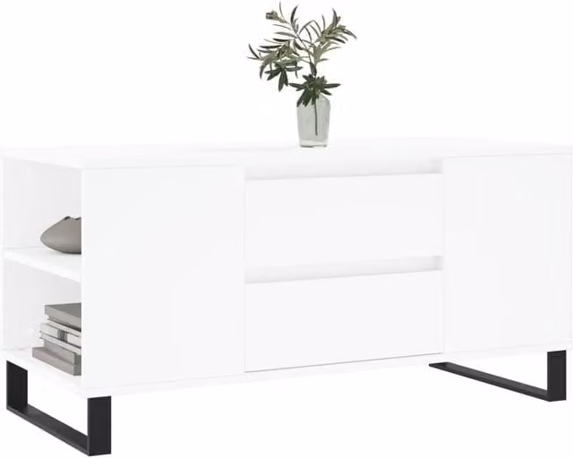 Berkfield Home Modern Rectangular Coffee Table in White, W/D/H: 102 x 44.5 x 50 cm