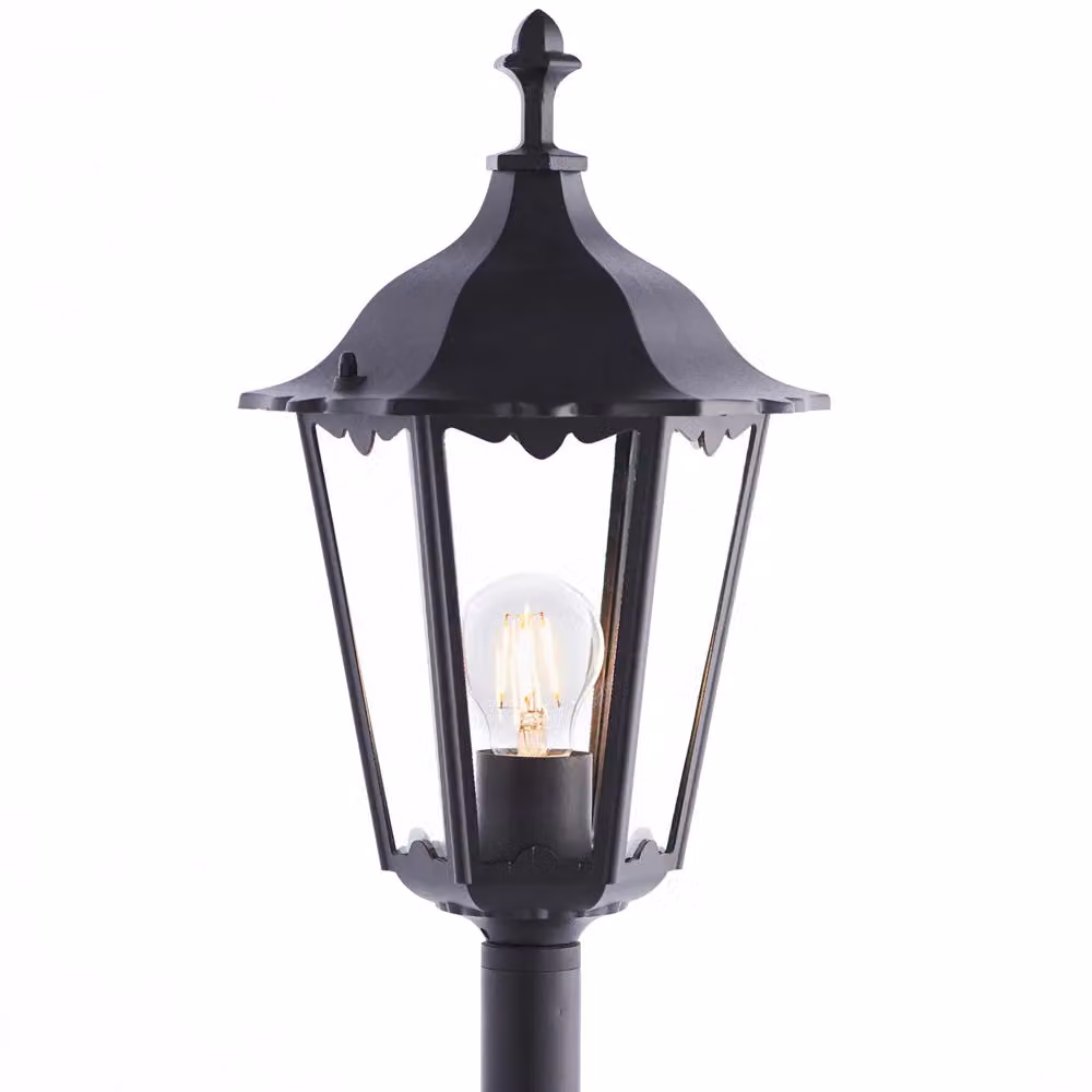 Loops 4 Pack Outdoor LED Bollard Lantern Lights in Matt Black and Transparent Glass – 3