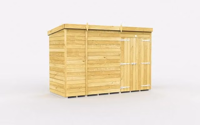 Buttercup Farm Brown Pent Shed with Double Doors and no Window, L302 x W118 x H201 cm – 1